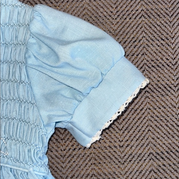 Vintage Polly Flinders Light Blue hand Smocked Kids Dress size 5 - Picture 5 of 15